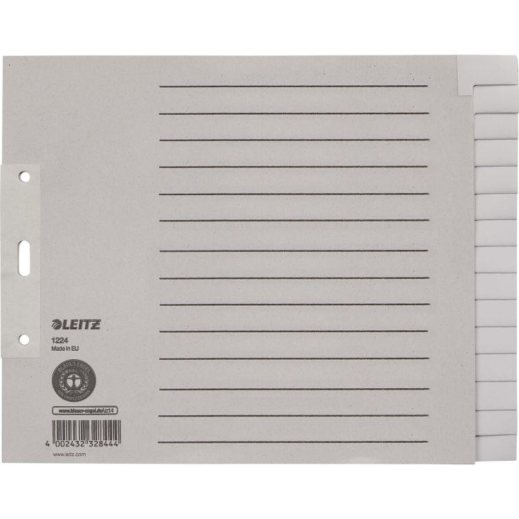 Leitz index divider set blank A4 15-part paper grey