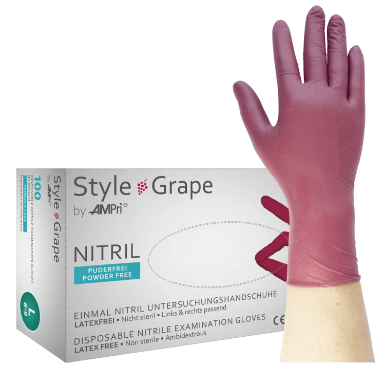 Style Grape - Nitrilhandschuhe weinrot, puderfrei - M (100 Stück)