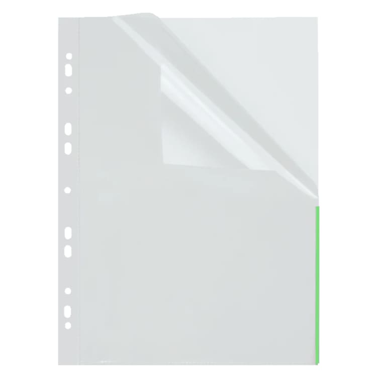 FolderSys punched pocket Index A4 100 pieces green