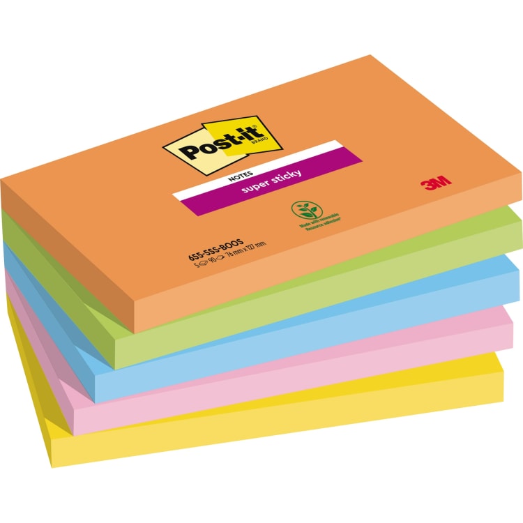 Post-it sticky notes Super Sticky 127x76 mm 90 sheets 5 pieces