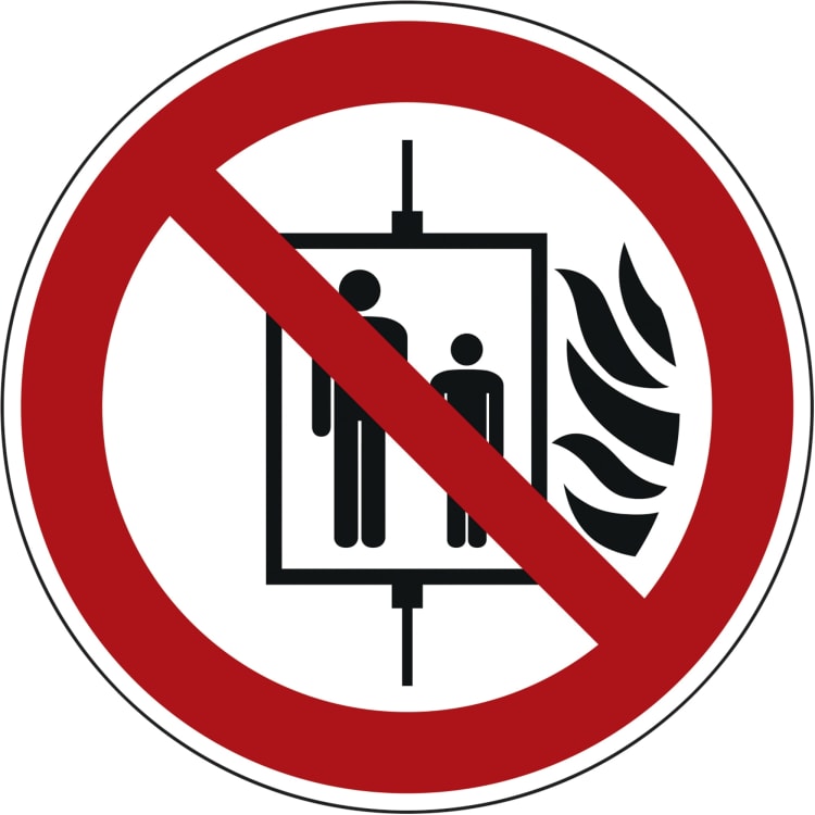 Information sign do not use lift in case of fire