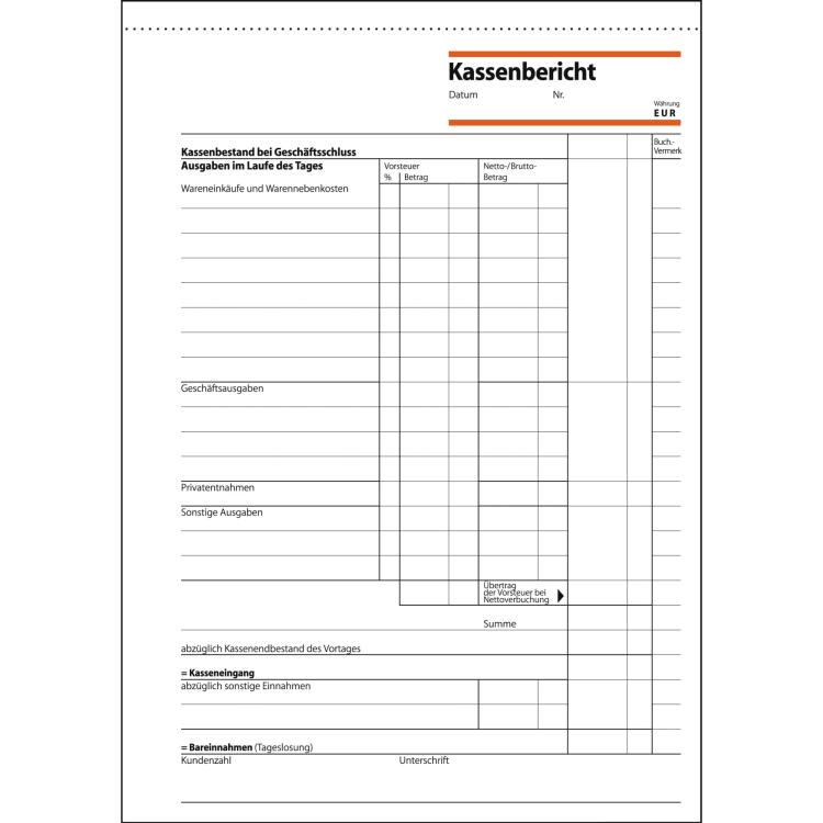 Sigel cash report A5 50 sheets