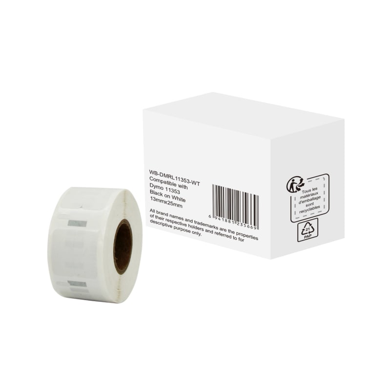 Label compatible with Dymo S0722530 13x25 mm black on white 1,000 pieces