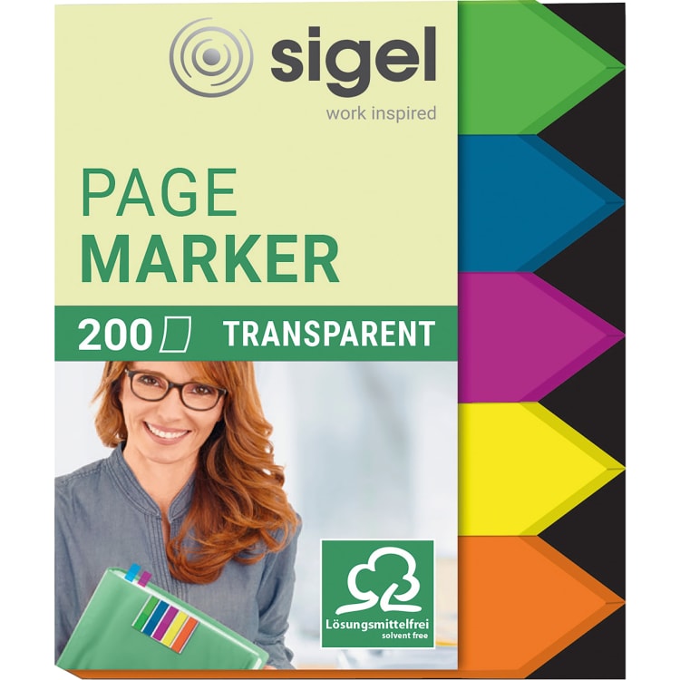 Sigel sticky markers 45x60 mm arrow 5 pieces coloured assorted