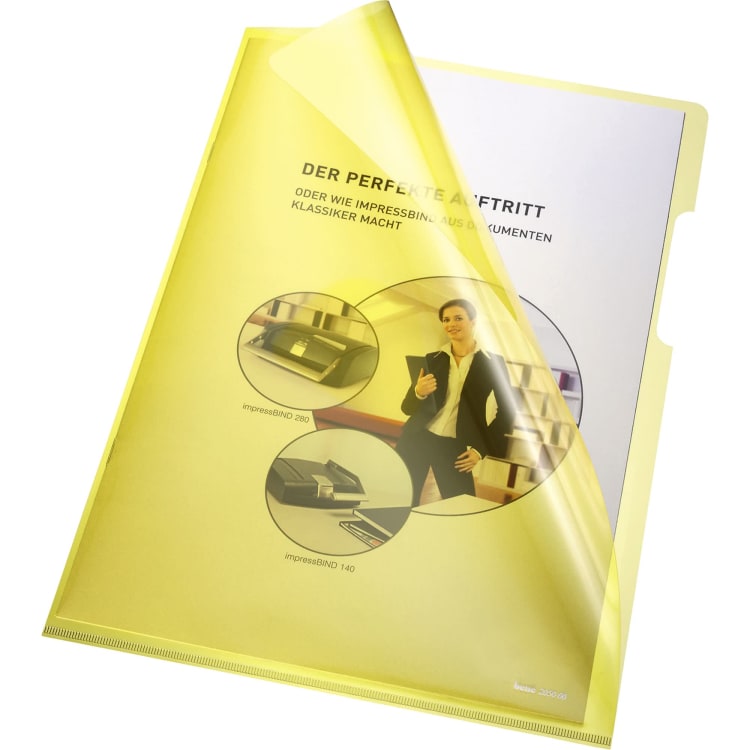 Bene punched pocket A4 HPVC 100 pieces yellow