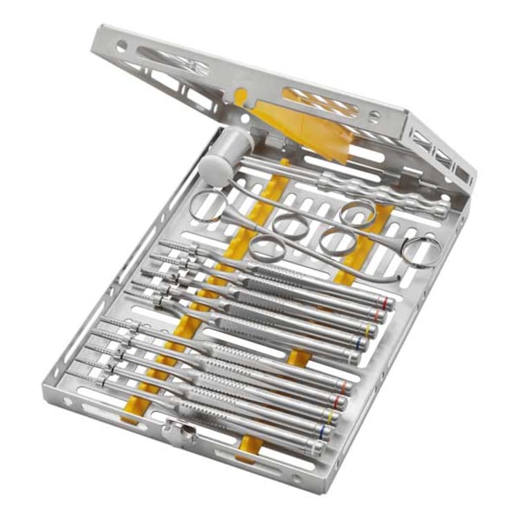 Osteotome set incl. tray (14-piece)