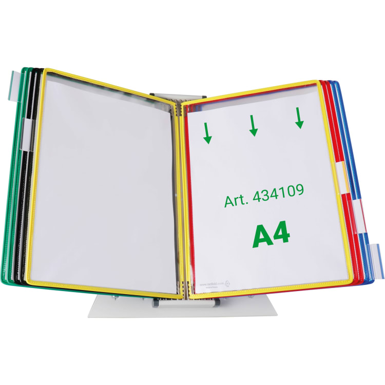 Djois desk stand A4 metal with 10 display panels A4 assorted grey
