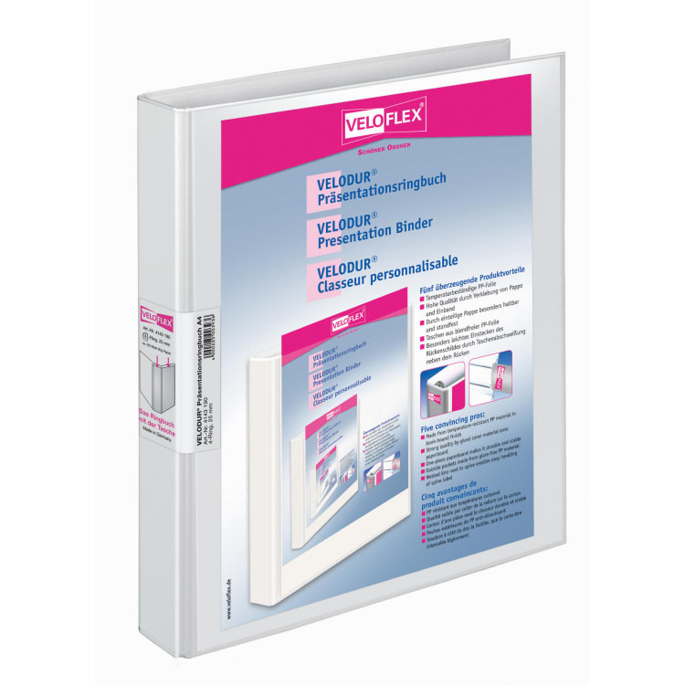 Veloflex ring binder VELODUR A4 4 rings 25 mm white