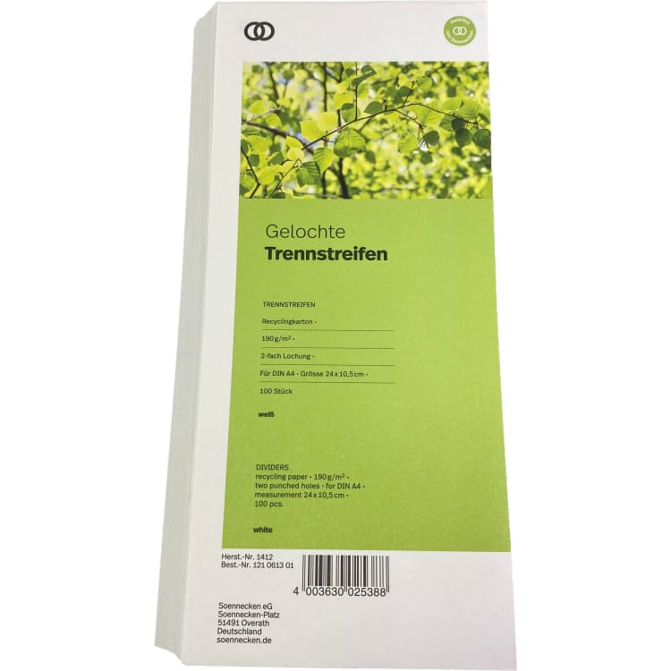 Soennecken Trennstreifen oeco 10,5x24 cm 100 Stück weiß