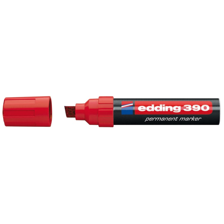 edding permanent marker 390 4-12 mm chisel tip refillable red