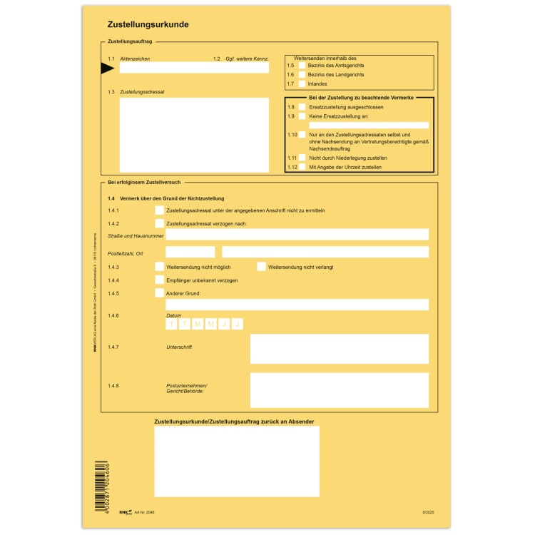 RNK certificate of service A4 2 pages 80 g