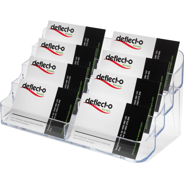 Deflecto business card holder 4 compartments 8 trays transparent