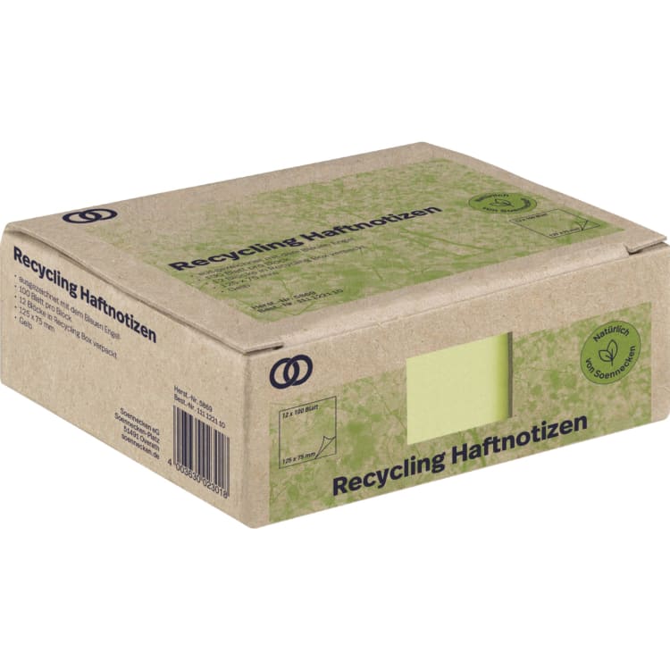 Soennecken oeco recycled sticky notes 125x75 mm 100 sheets 12 pieces yellow