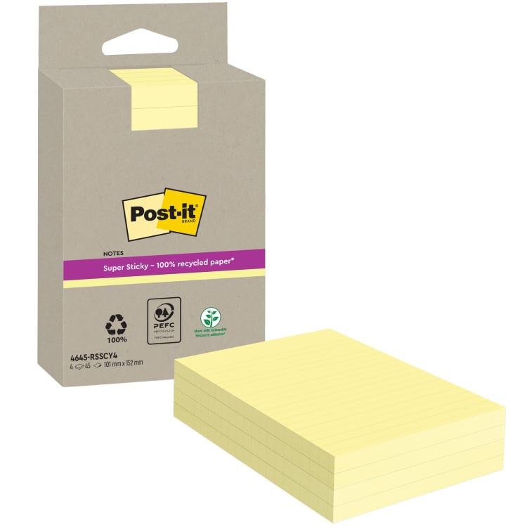 Post-it sticky notes Super Sticky 102x152 mm 4x45 sheets