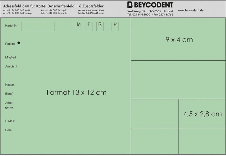 Adressfelder hellgrün 84000645 Pa