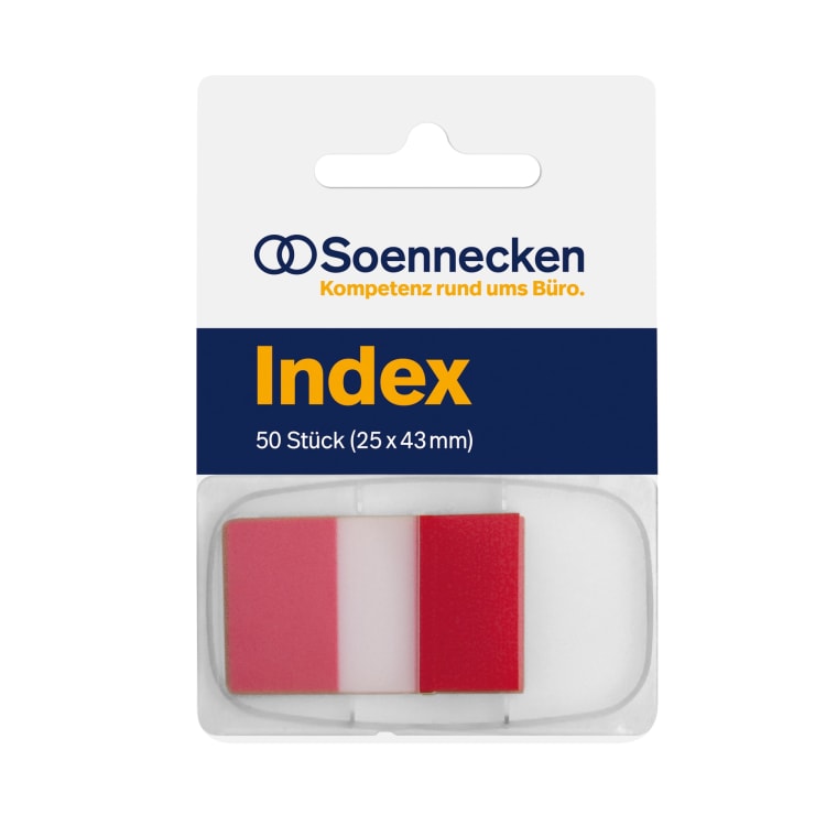 Soennecken Index index tabs 25x43 mm dispenser 50 pieces red