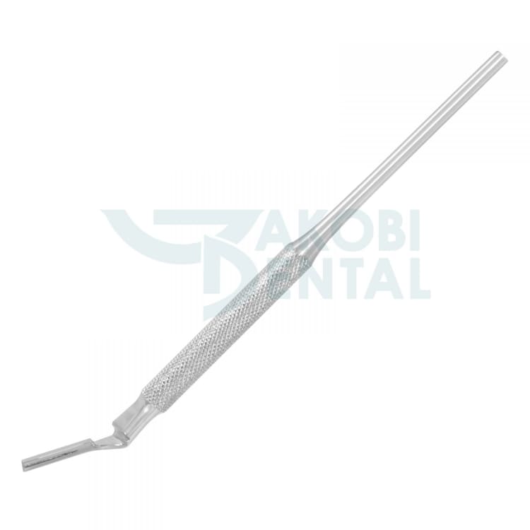 Scalpel handle # 05A, round, angled, total length 145mm, stainless steel 