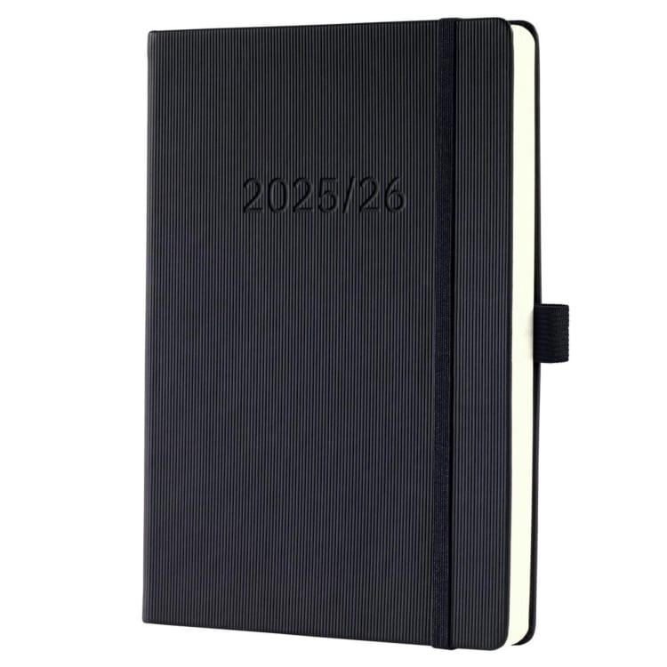 Sigel weekly planner 2025/26 A5 1 week/1 page left notes right black