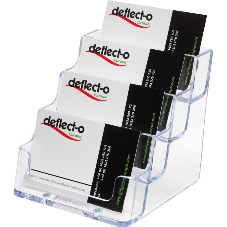 Deflecto business card holder 4 compartments 4 trays transparent