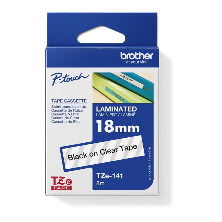 Brother label tape cassette TZE141 18 mm x 8 m laminated black on clear