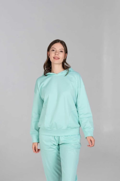 Van Laack Hoodie Oversize 3/4 Arm MWW-S18 Mint XL