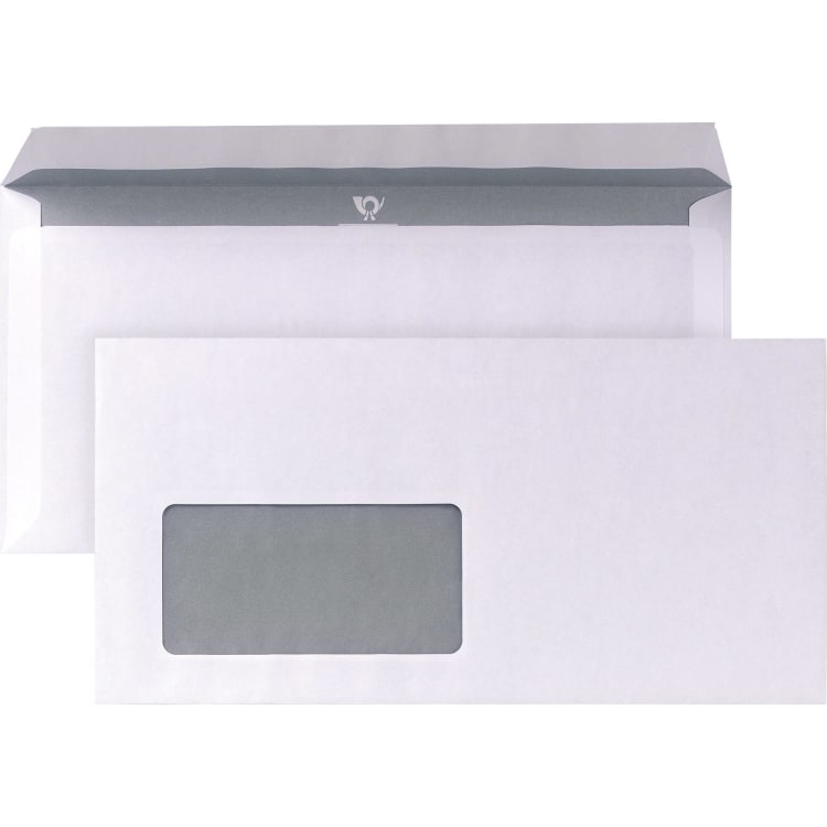 Posthorn envelope DL with window peel & seal 1,000 pieces white