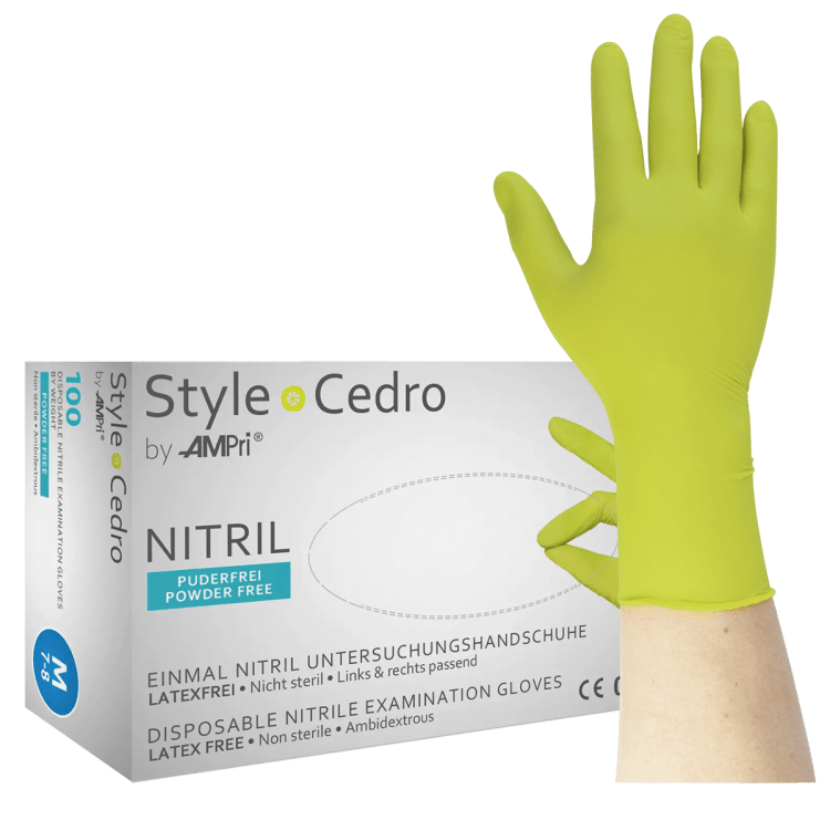 Style Cedro - Nitrilhandschuhe, puderfrei, cedro (grün) - XL (100 Stück)