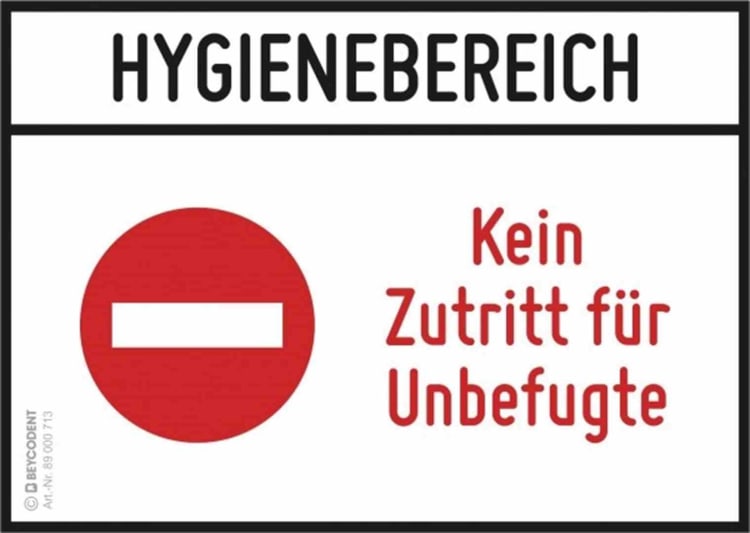Aufklebeschild -Hygieneber. k.Z.f.Unbef.