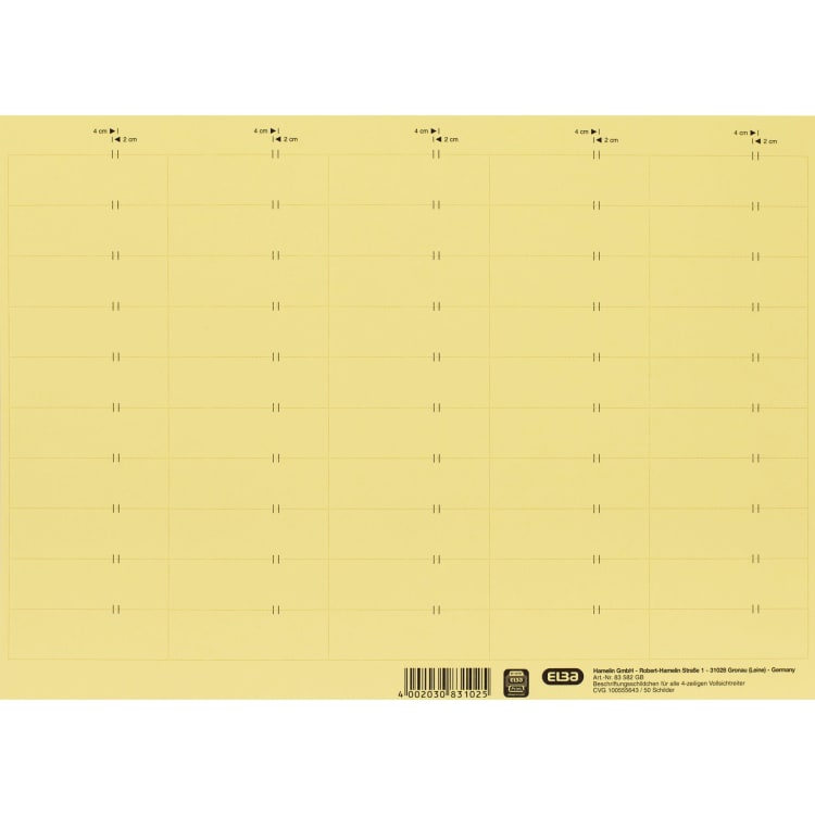 Elba labelling sign 160 g cardboard 10x50 pieces yellow