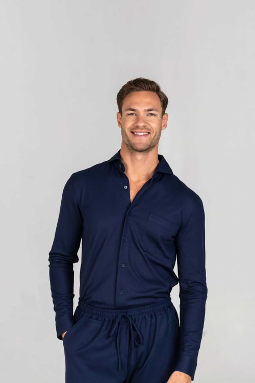 Van Laack Jersey Hemd MWM-S4-E Midnight L