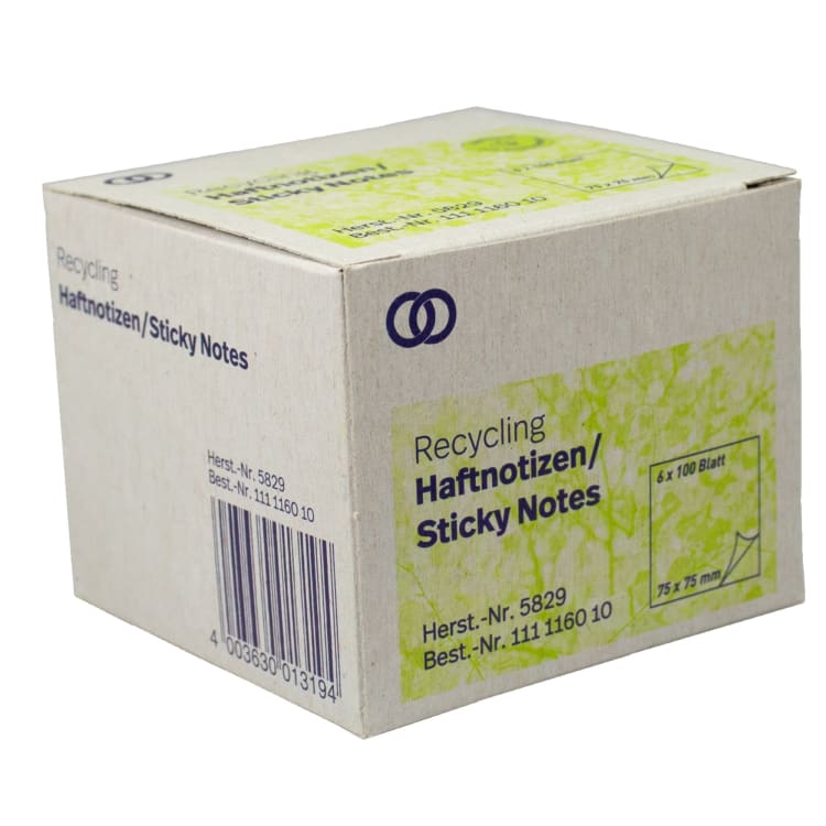 Soennecken oeco recycled sticky notes 75x75 mm 100 sheets 6 pieces yellow