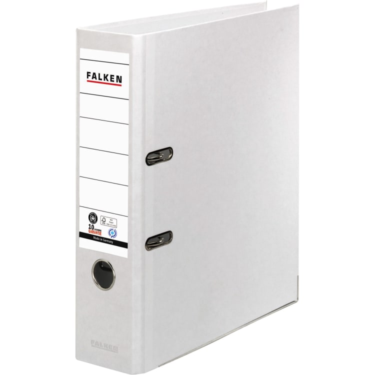 Falken ring binder Recycolor A4 80 mm paper white