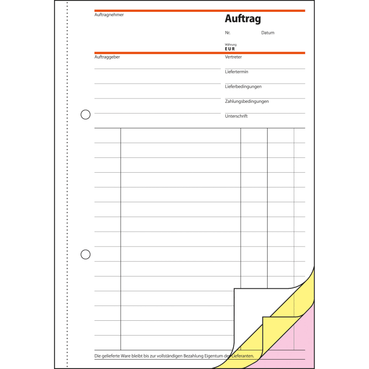 Sigel order form A5 self-copying 3x40 sheets