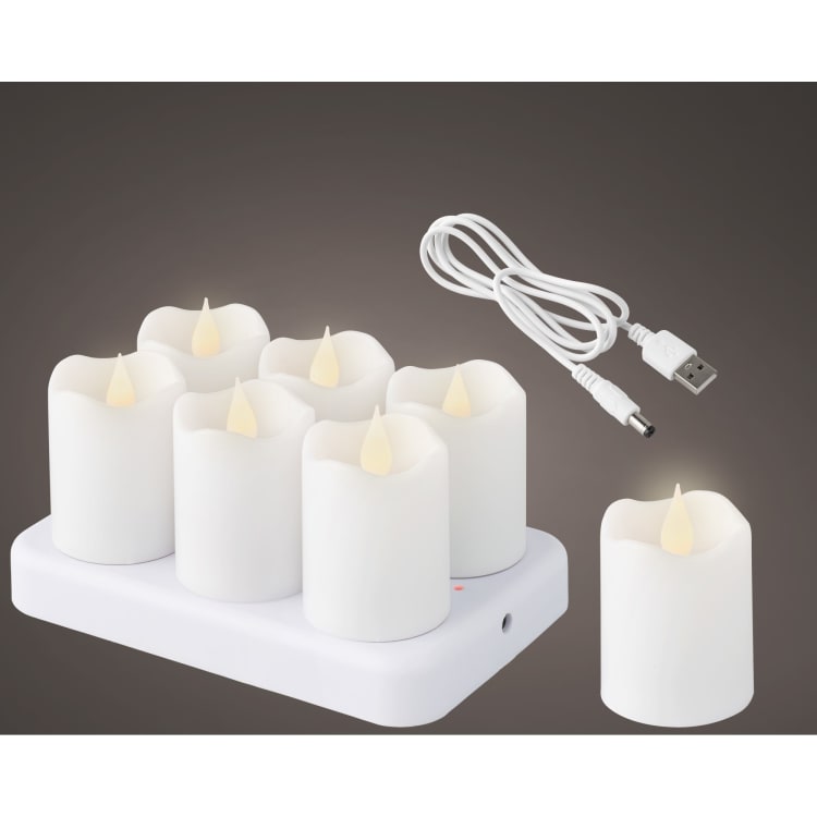 Lumineo candle LED plastic indoor 6 pieces white