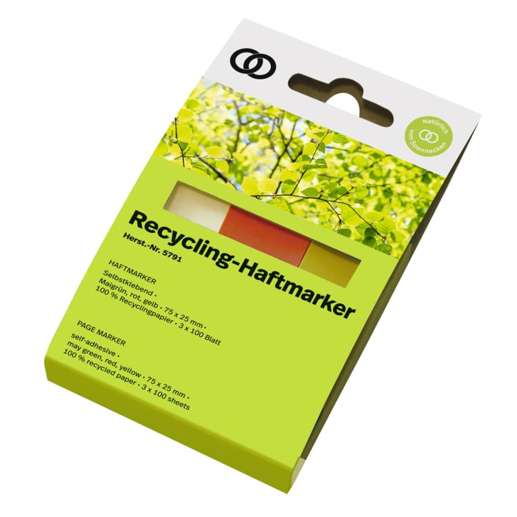 Soennecken oeco recycled sticky markers 100 sheets 3 pieces assorted