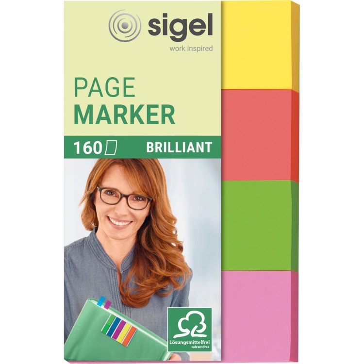 Sigel sticky markers Brillant 20x50 mm 4 pieces coloured assorted
