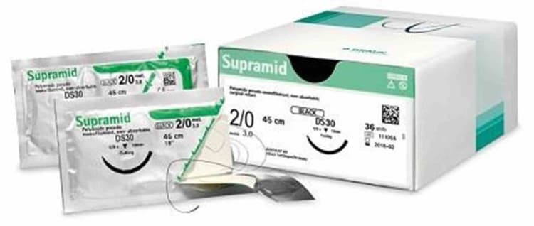 Supramid schwarz DS12 6/0 45cm 3Dtz