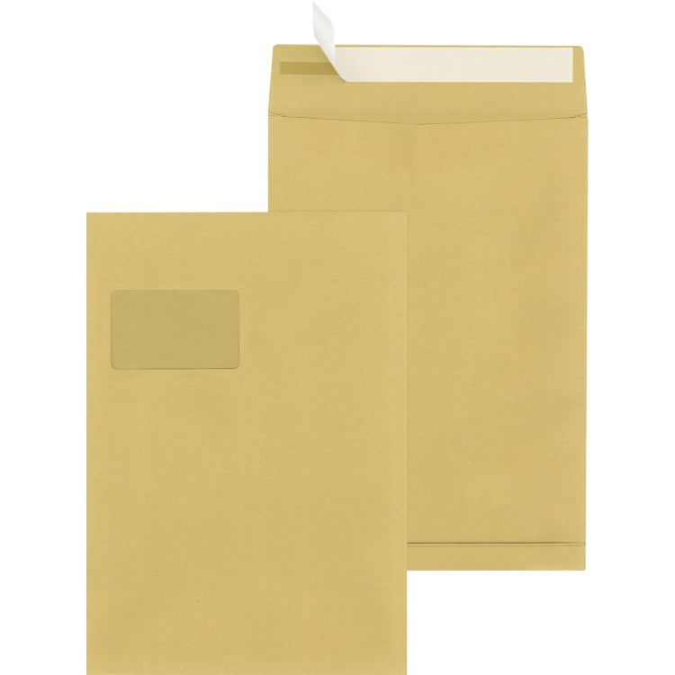 MAILmedia gusset envelope C4 20 mm gusset with window peel & seal 25 pieces brown