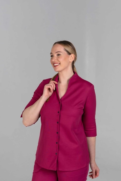 Van Laack Top Kelchkragen 3/4 Arm MWW-S23 Cranberry L