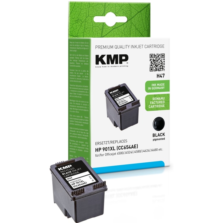 KMP Tintenpatrone H47 wie HP CC654AE Nr.901XL 14 ml schwarz