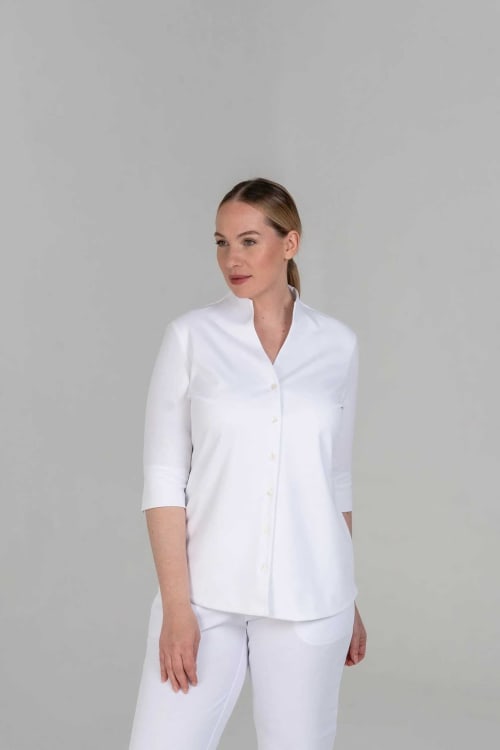 Van Laack Top Kelchkragen 3/4 Arm MWW-S23 White M