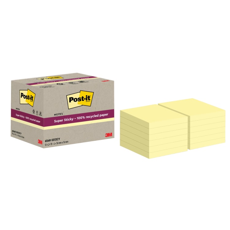 Post-it sticky notes Super Sticky 76x76 mm 12x70 sheets yellow