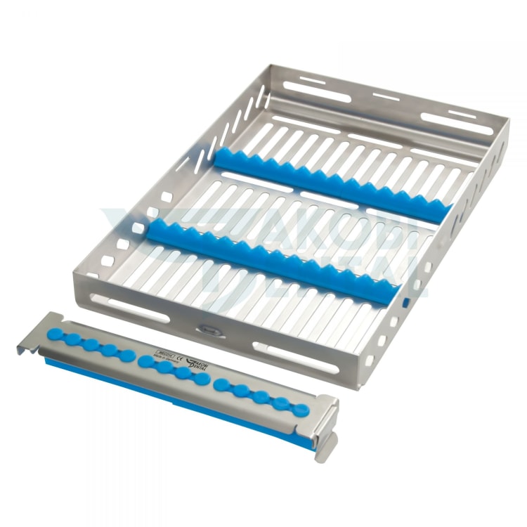 ECO Cassette for 14 instruments, blue, 290x184x34mm, stainless steel 