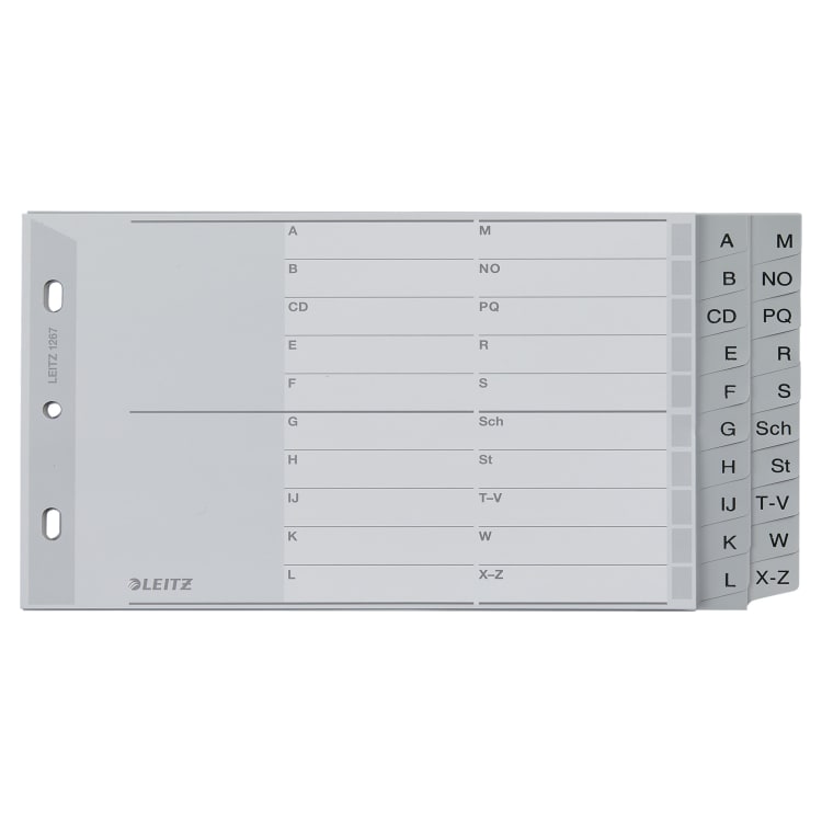 Leitz index divider set A5 landscape A-Z 20 sheets PP grey