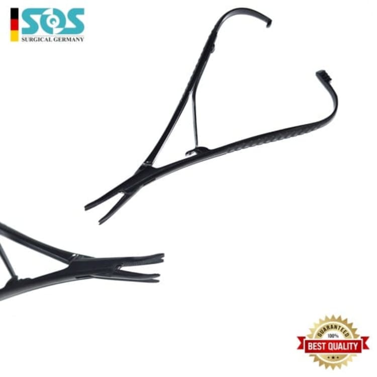Mathieu Needle Holder Micro, Black Coated, Curved, 14 cm