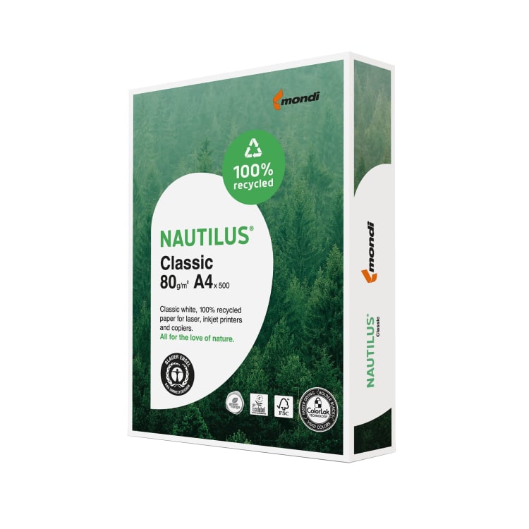 Nautilus copy paper Classic recycled A4 80 g 500 sheets white