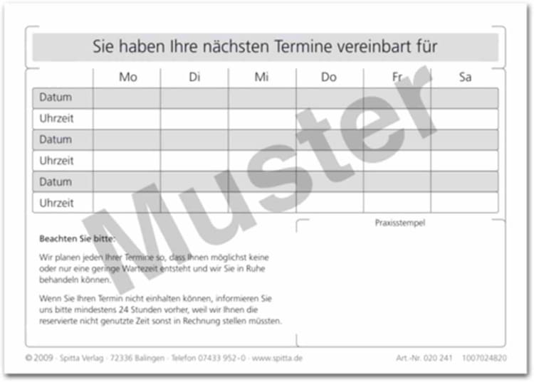 Terminvereinbarung A6 quer 100St