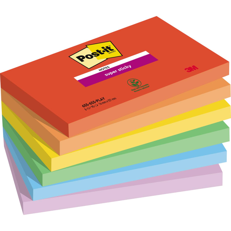 Post-it sticky notes Super Sticky 127x76 mm 6 pieces assorted