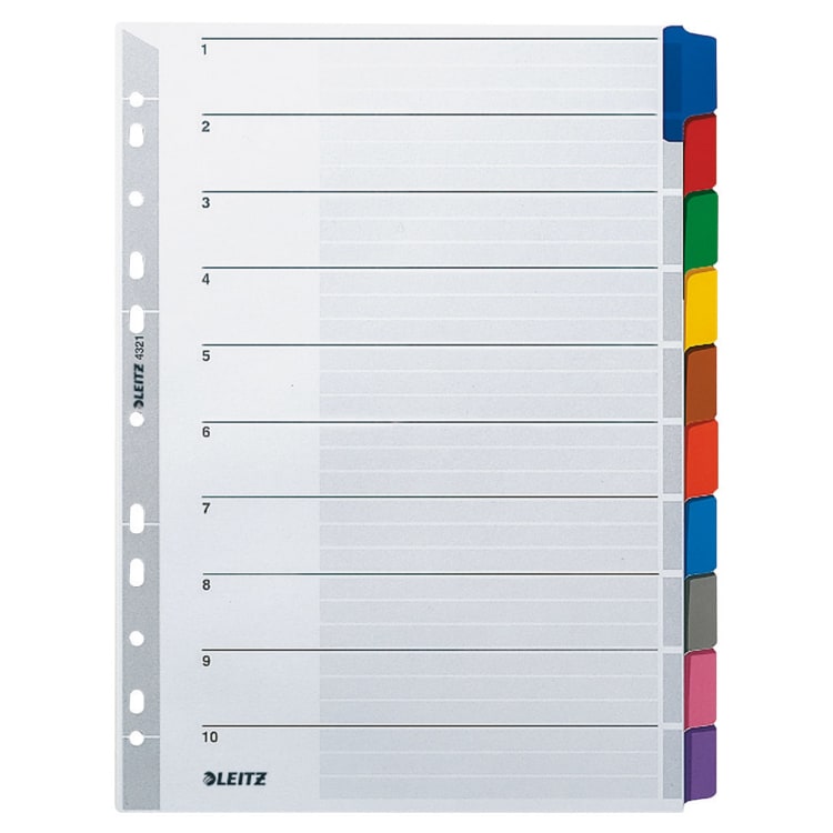 Leitz index divider set A4 blank full height 160 g cardboard grey