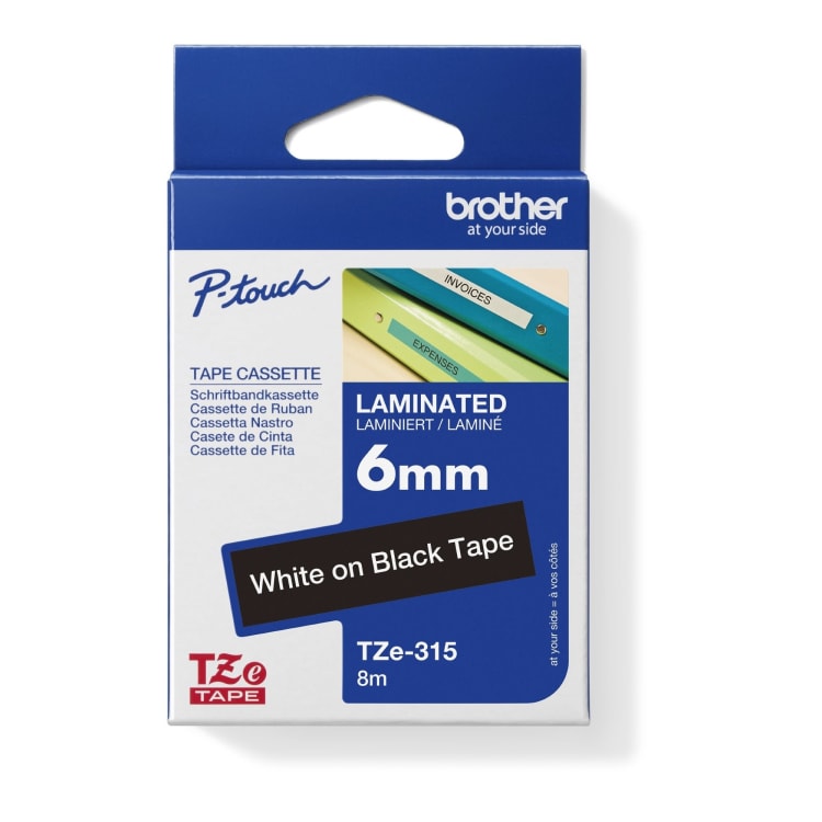 Brother label tape cassette TZE315 6 mm x 8 m laminated white on black
